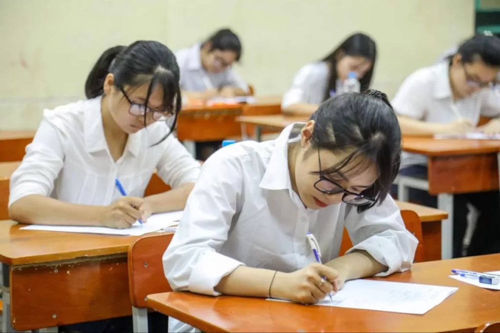 Vietnamese student taking exam